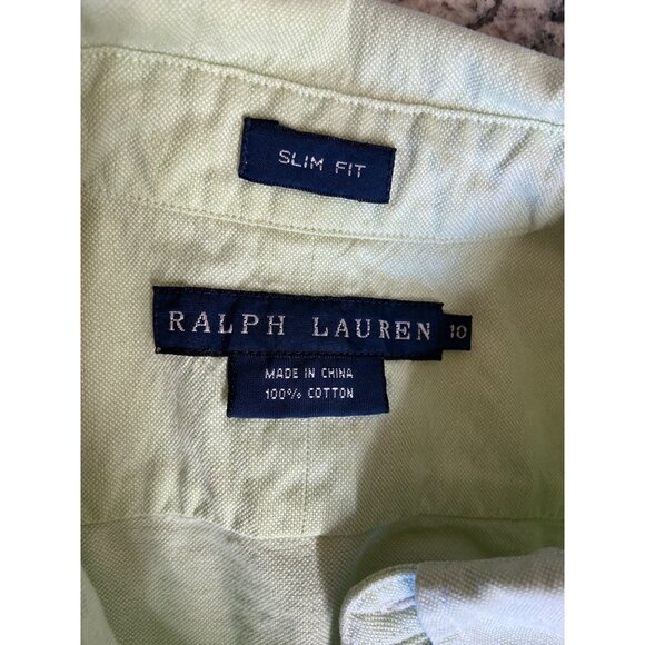Ralph Lauren Mens Shirt Size 10 Slim Fit Mint Green Button-Up Shirt - Picture 3 of 10